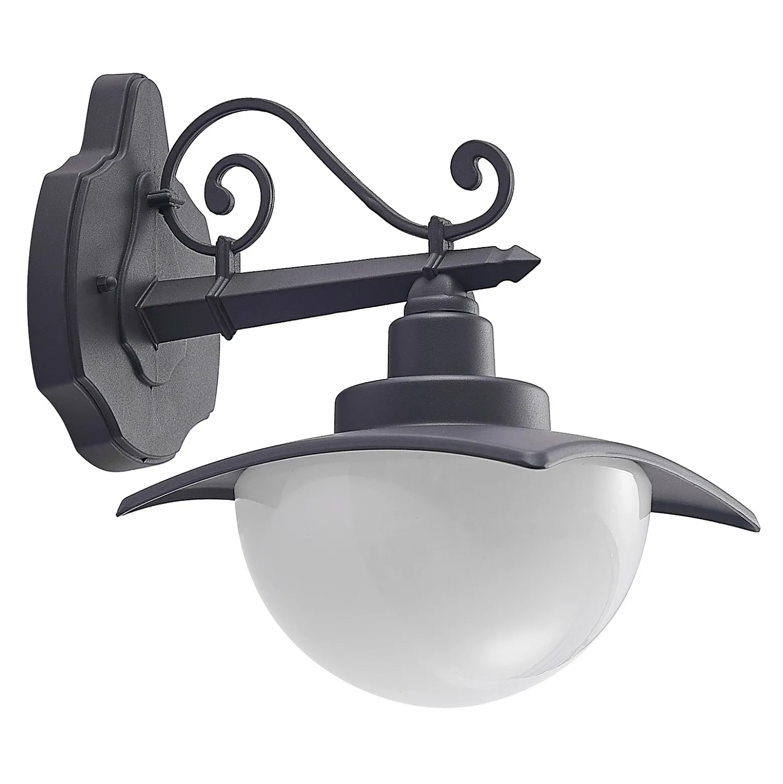 Aplique de exterior Elinda de Lindby, altura 29 cm, antracita, cristal