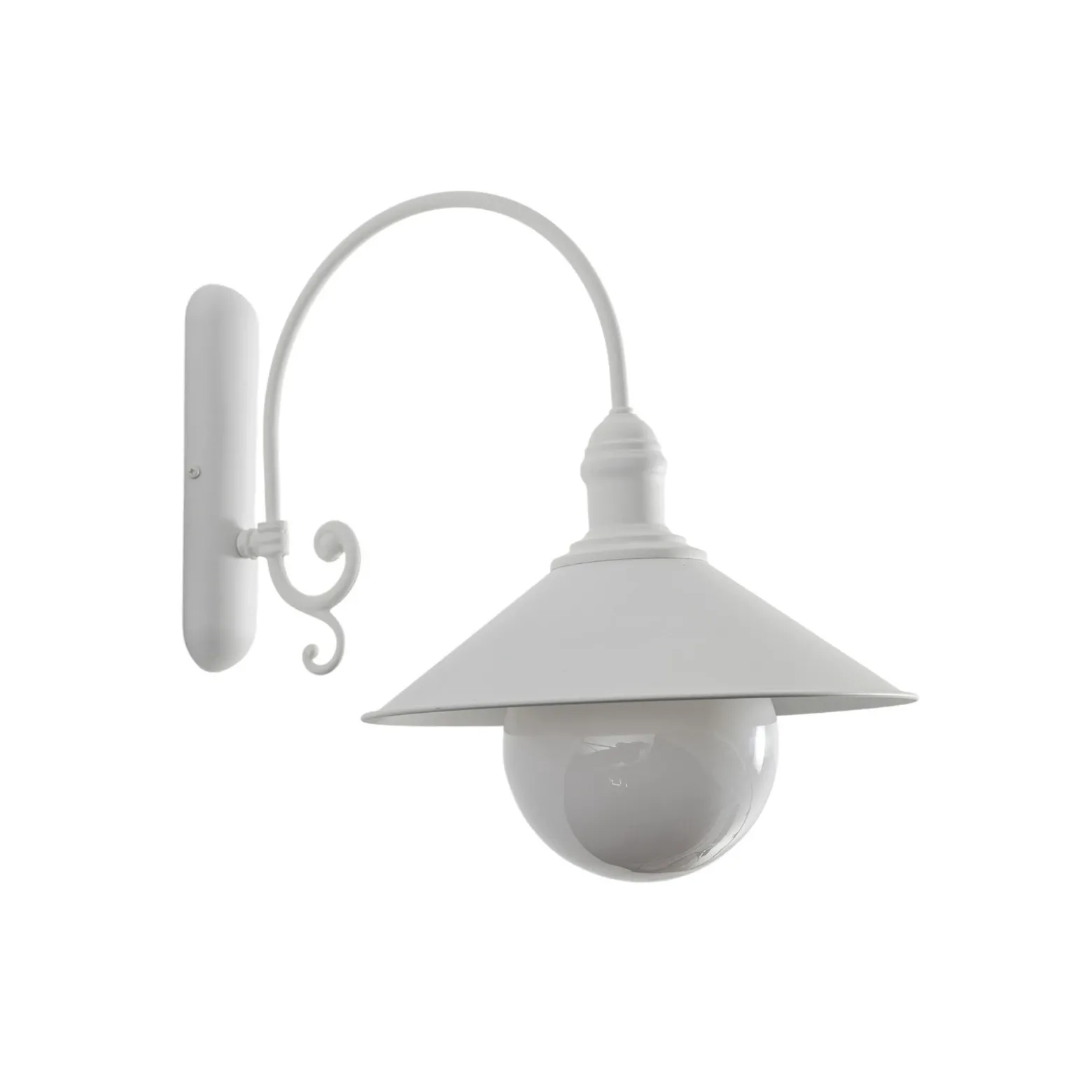 Aplique de exterior Enduro, blanco, acero, vidrio, IP44, E27