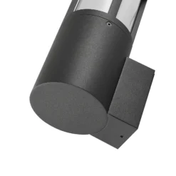 Aplique de exterior Facado II, gris/ópalo, Ø 11 cm, IP65, metal