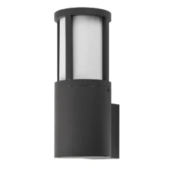 Aplique de exterior Facado II, gris/ópalo, Ø 11 cm, IP65, metal