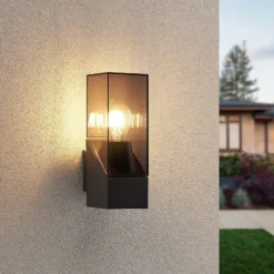 Aplique de exterior Fiola de Lucande, 25 cm, antracita, IP54
