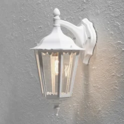 Aplique de exterior Firenze, blanco, portalámpara inferior, 48 cm