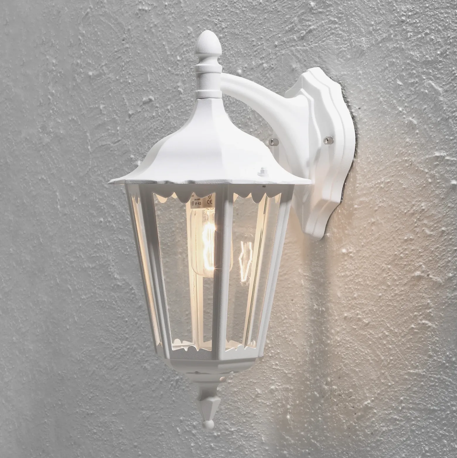 Aplique de exterior Firenze, blanco, portalámpara inferior, 48 cm