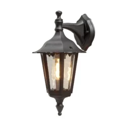 Aplique de exterior Firenze, negro, portalámpara inferior, 36 cm