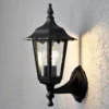 Aplique de exterior Firenze, negro, portalámpara superior, 36 cm