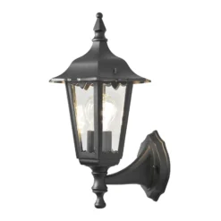 Aplique de exterior Firenze, negro, portalámpara superior, 36 cm