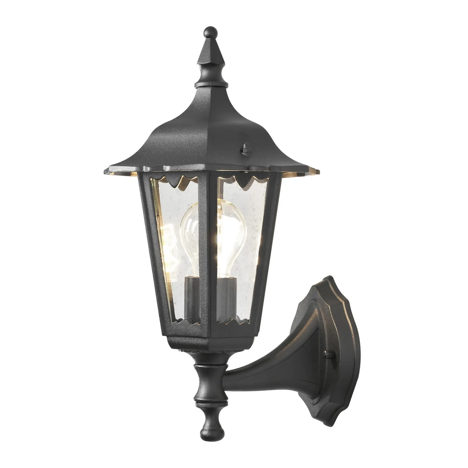 Aplique de exterior Firenze, negro, portalámpara superior, 36 cm