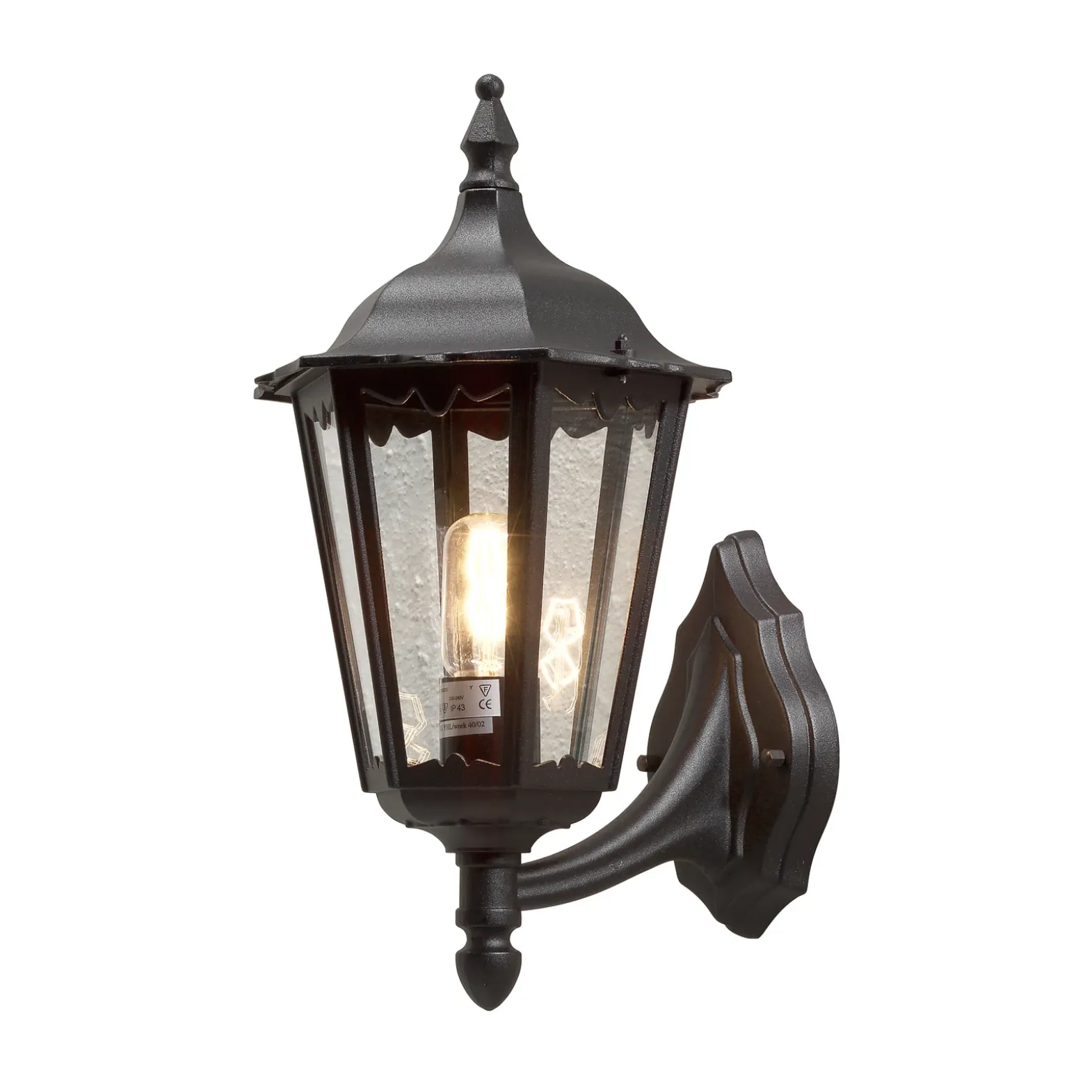 Aplique de exterior Firenze, negro, portalámpara superior, 48 cm