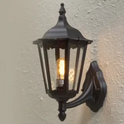 Aplique de exterior Firenze, negro, portalámpara superior, 48 cm