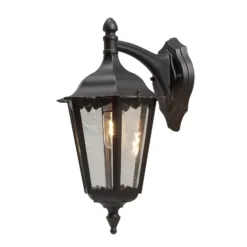 Aplique de exterior Firenze, negro, portalámpara inferior, 48 cm