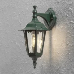 Aplique de exterior Firenze, verde, portalámpara inferior, 36 cm