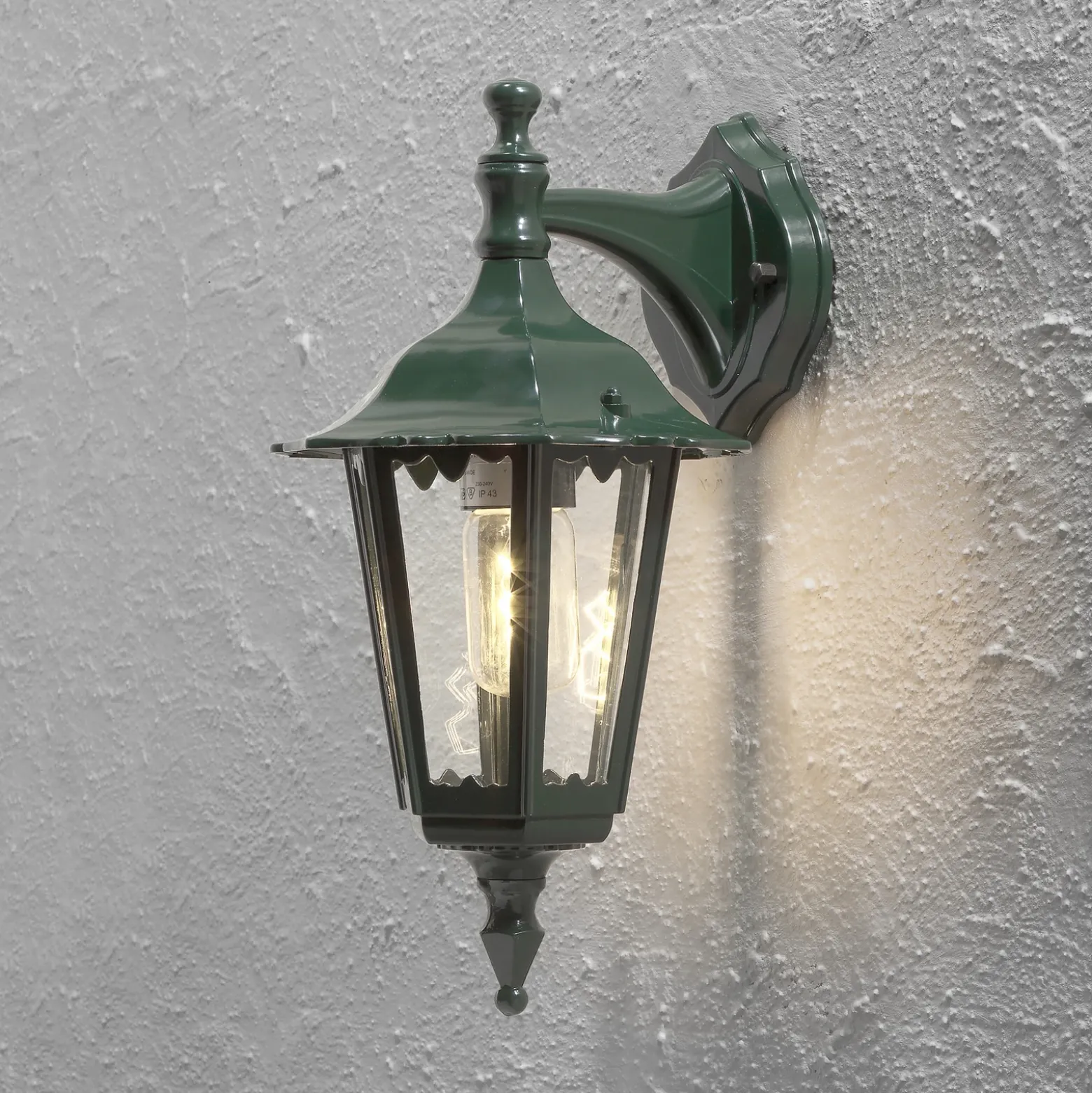 Aplique de exterior Firenze, verde, portalámpara inferior, 36 cm