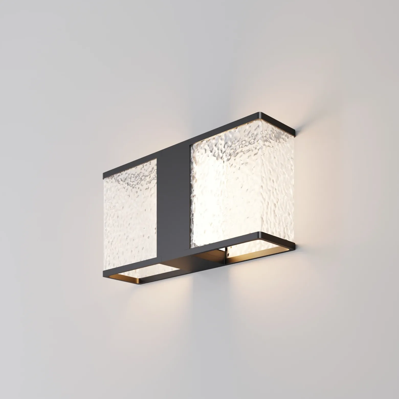 Aplique de exterior Floeva, negra, 37 cm de ancho, IP65, E27