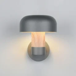 Aplique de exterior Fraser, gris/aspecto madera, aluminio, IP54, E27
