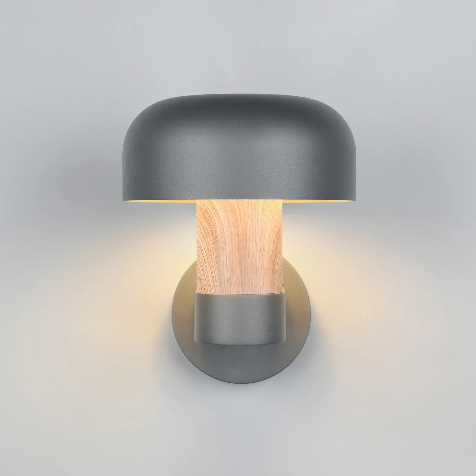 Aplique de exterior Fraser, gris/aspecto madera, aluminio, IP54, E27