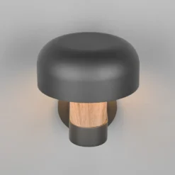 Aplique de exterior Fraser Sensor, gris/aspecto madera, aluminio IP54 E27