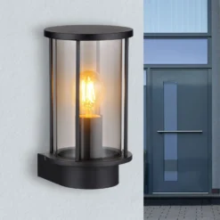 Aplique de exterior Gracey, negra, acero inoxidable, IP54, E27