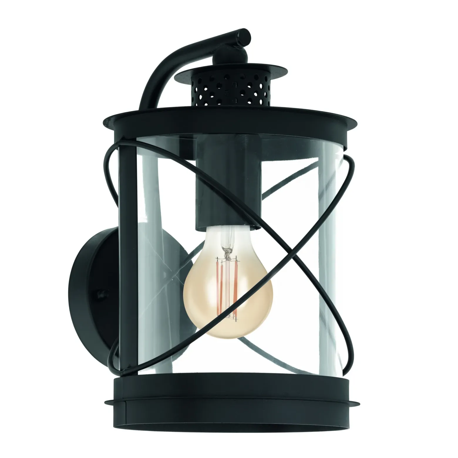 Aplique de exterior Hilburn, negro, descendiente