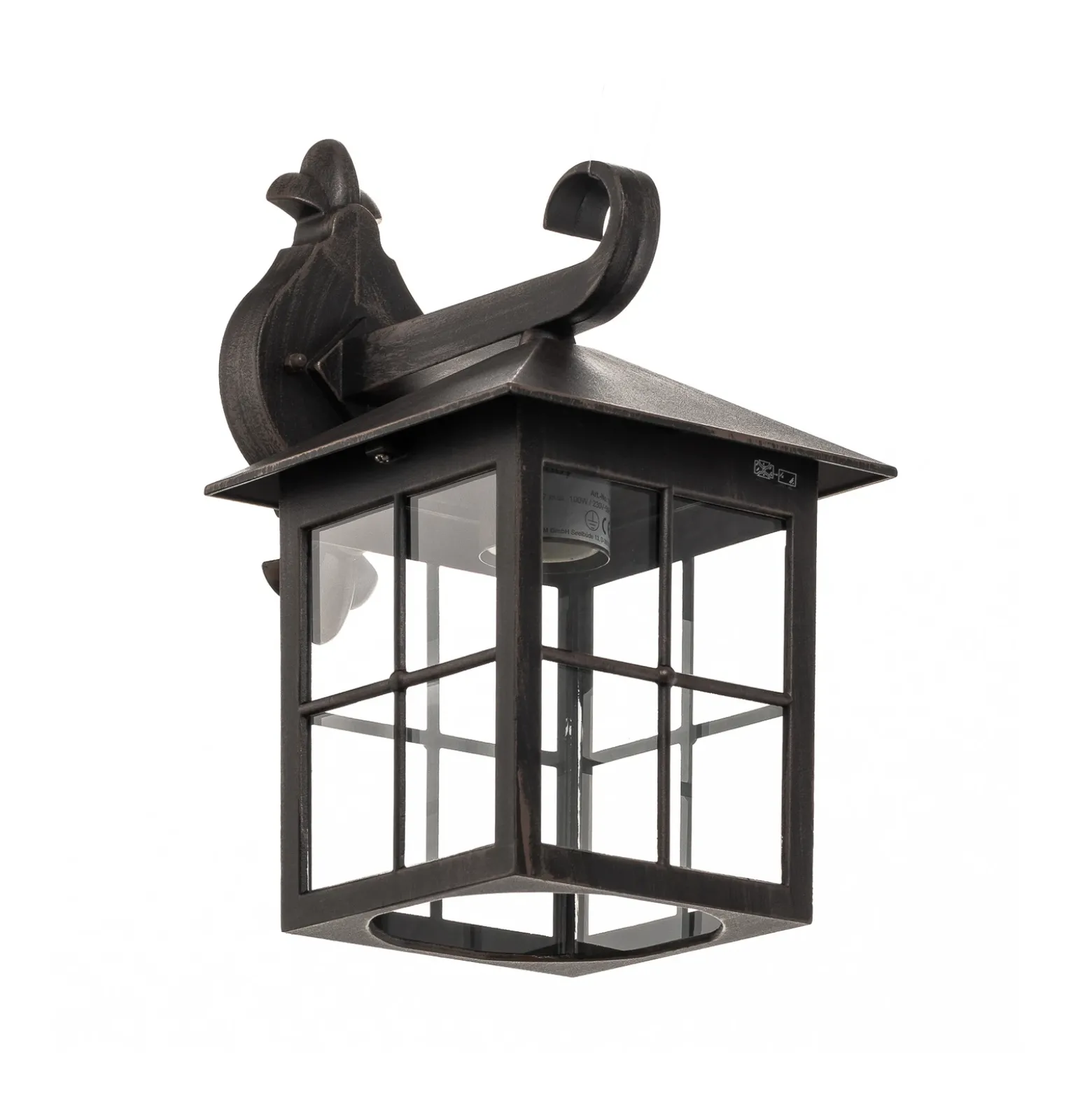 Aplique de exterior Ida de Lindby, color óxido, farol, 34 cm, E27