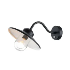 Aplique de exterior Klampenborg, negra, con sensor, IP44