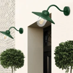 Aplique de exterior Klampenborg, verde, farol, acero inoxidable