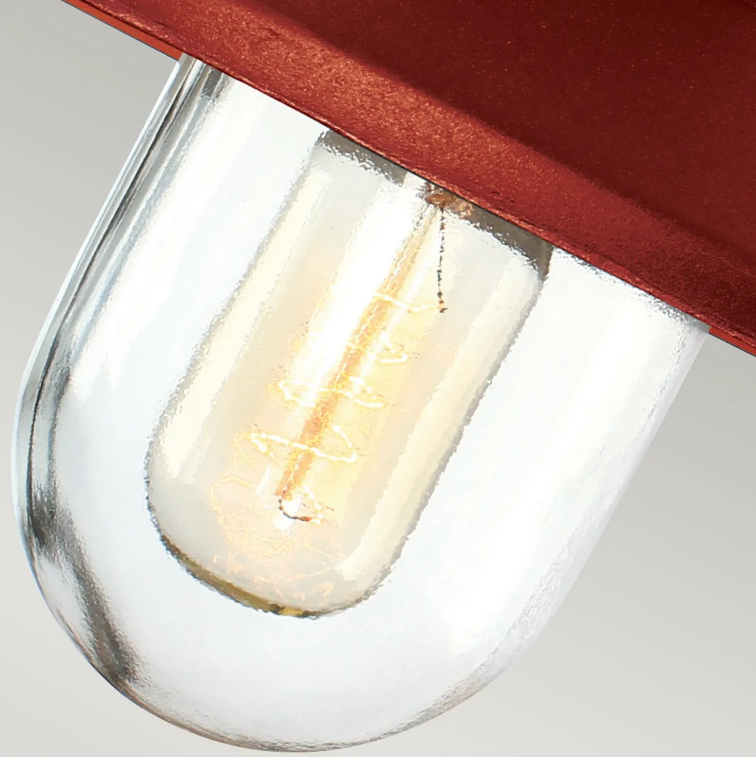 Aplique de exterior Klampenborg, roja, farol, acero inoxidable, IP44