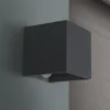 Aplique de exterior LED Cube-S, antracita, metal, sensor