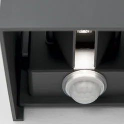 Aplique de exterior LED Cube-S, antracita, metal, sensor