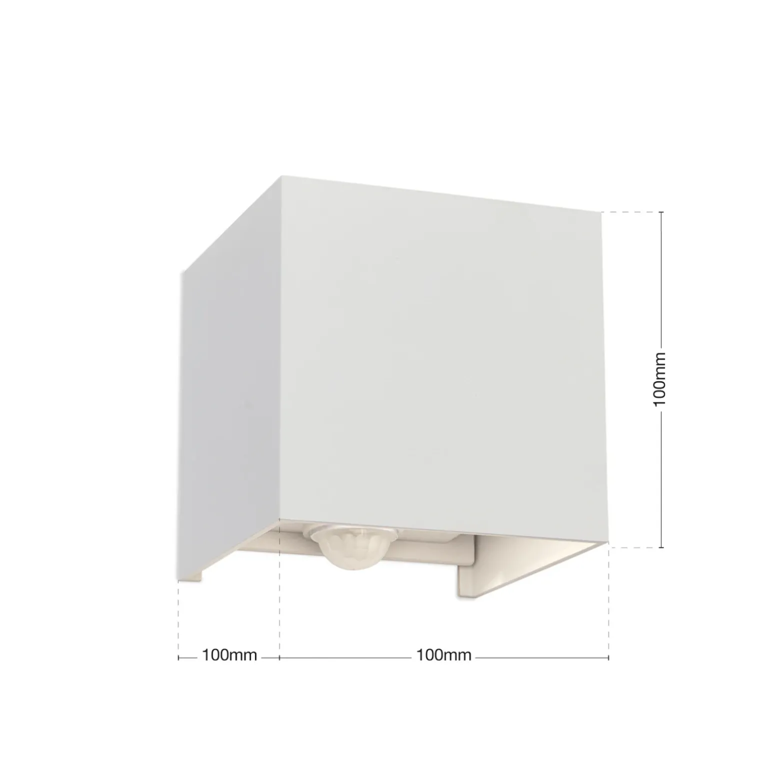 Aplique de exterior LED Cube-S, blanco, metal, detector de movimiento