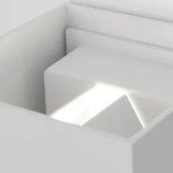 Aplique de exterior LED Cube-S, blanco, metal, detector de movimiento