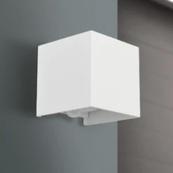 Aplique de exterior LED Cube-S, blanco, metal, detector de movimiento