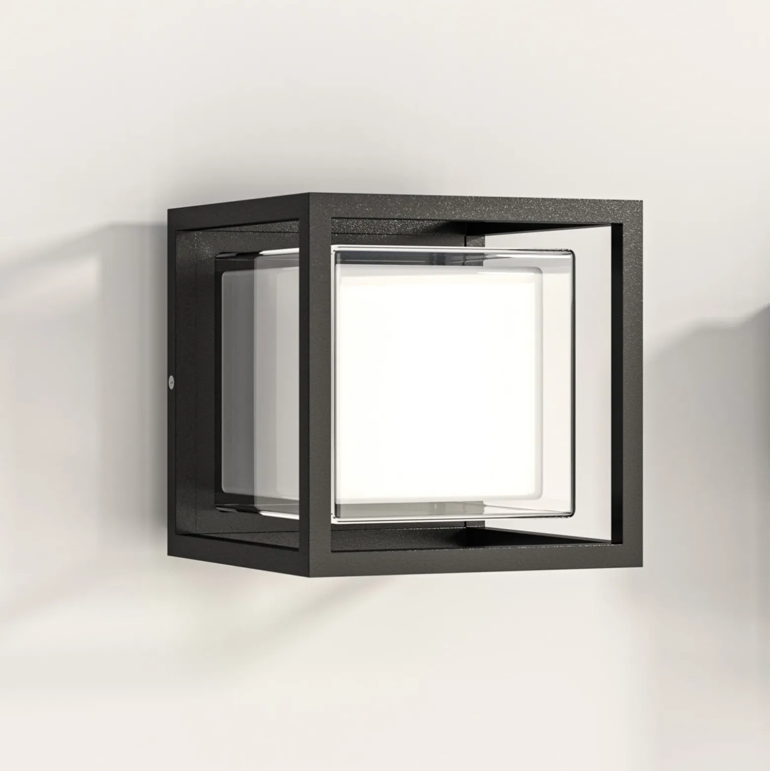 Aplique de exterior LED CUBIC, aluminio, forma cúbica