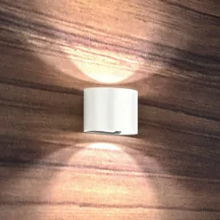 Aplique de exterior LED Matteo, blanco, ancho 14 cm, 2 luces.
