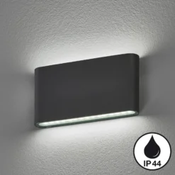 Aplique de exterior LED Scone, negro, ancho 17,5 cm, 2 luces.
