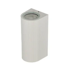 Aplique de exterior Lindby Aluvo, blanco, 16 cm, IP65, estriado