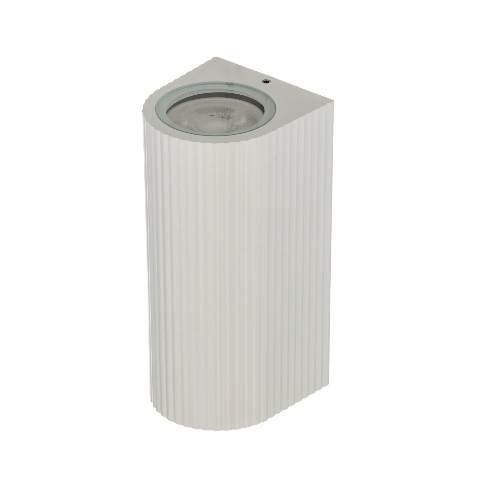 Aplique de exterior Lindby Aluvo, blanco, 16 cm, IP65, estriado