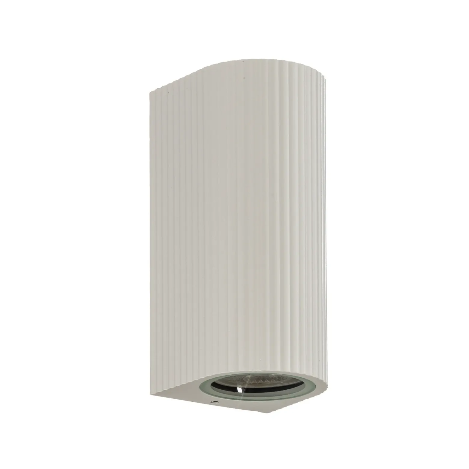 Aplique de exterior Lindby Aluvo, blanco, 16 cm, IP65, estriado