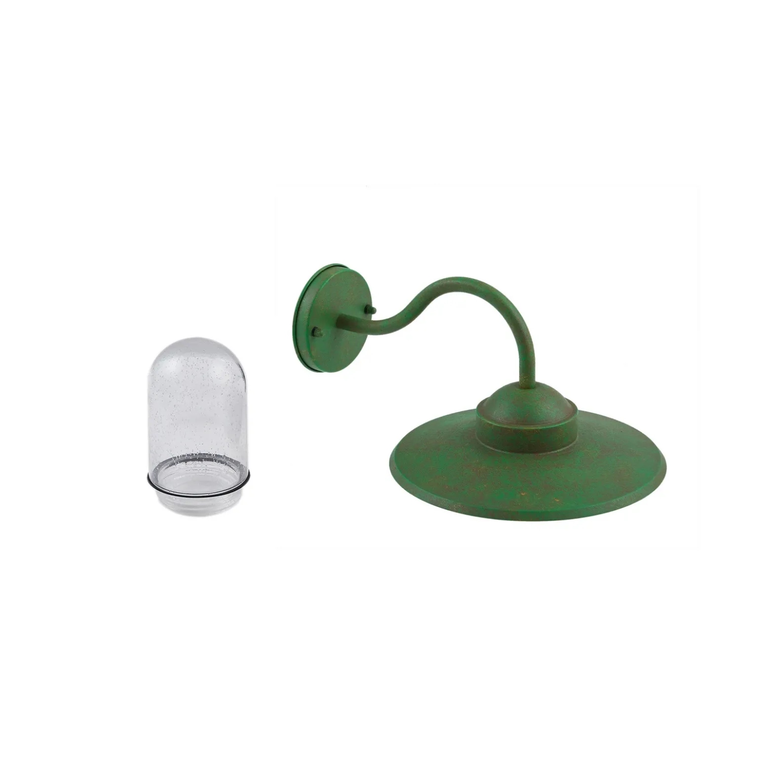 Aplique de exterior Lindby Bilma, verde, cristal, 29 cm de altura