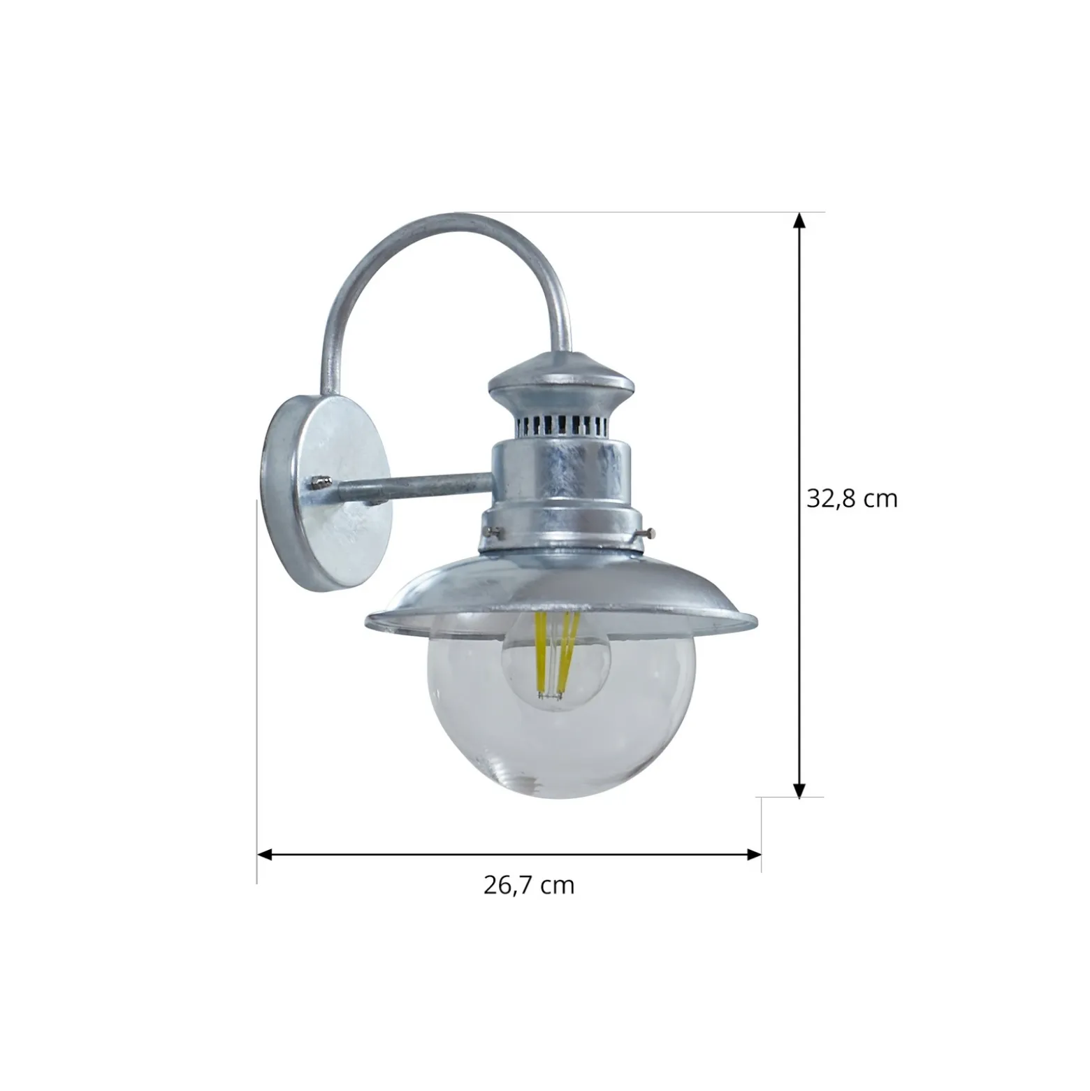 Aplique de exterior Lindby Celinor, plateada, acero, E27