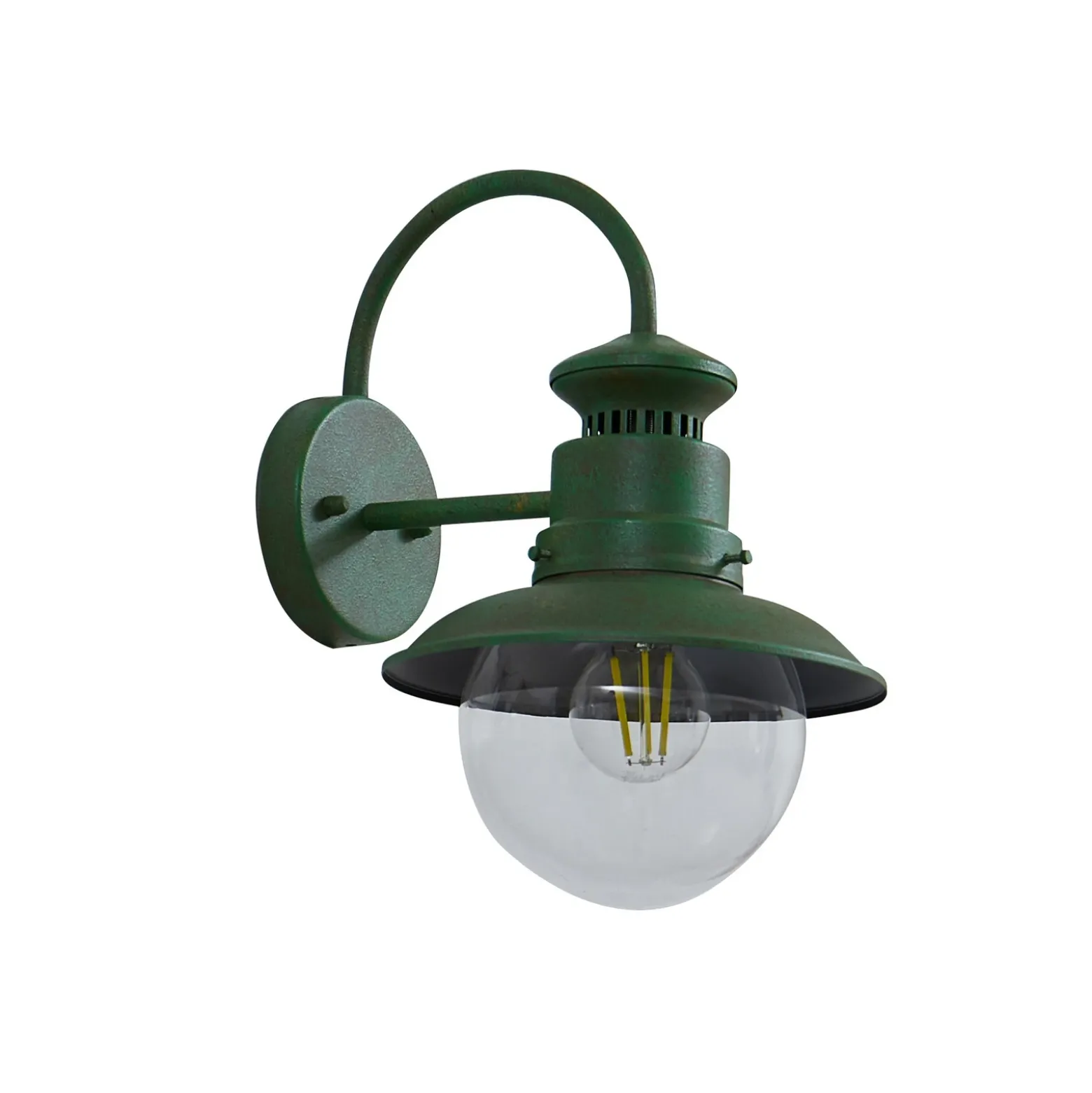 Aplique de exterior Lindby Celinor, verde, acero, Ø 15 cm