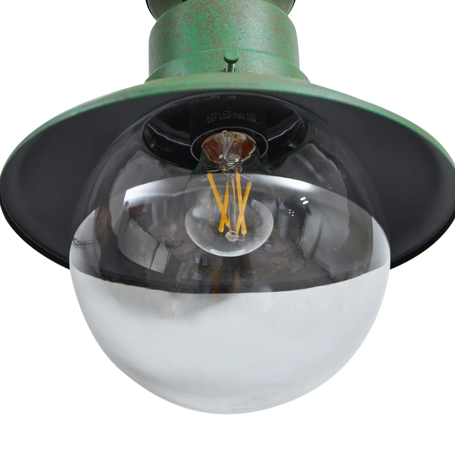 Aplique de exterior Lindby Celinor, verde, acero, Ø 15 cm