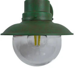 Aplique de exterior Lindby Celinor, verde, acero, Ø 15 cm