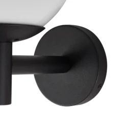 Aplique de exterior Lindby Dangan, negro/blanco, cristal, Ø 20 cm