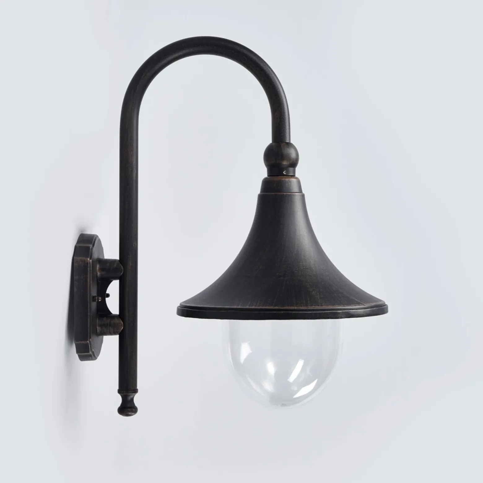 Aplique de exterior Lindby Daphne, negro antiguo, metal, E27