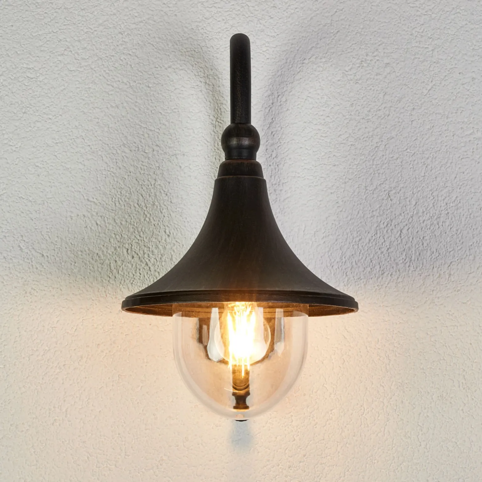 Aplique de exterior Lindby Daphne, negro antiguo, metal, E27
