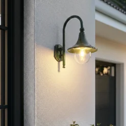 Aplique de exterior Lindby Daphne, verde, metal, E27, IP44