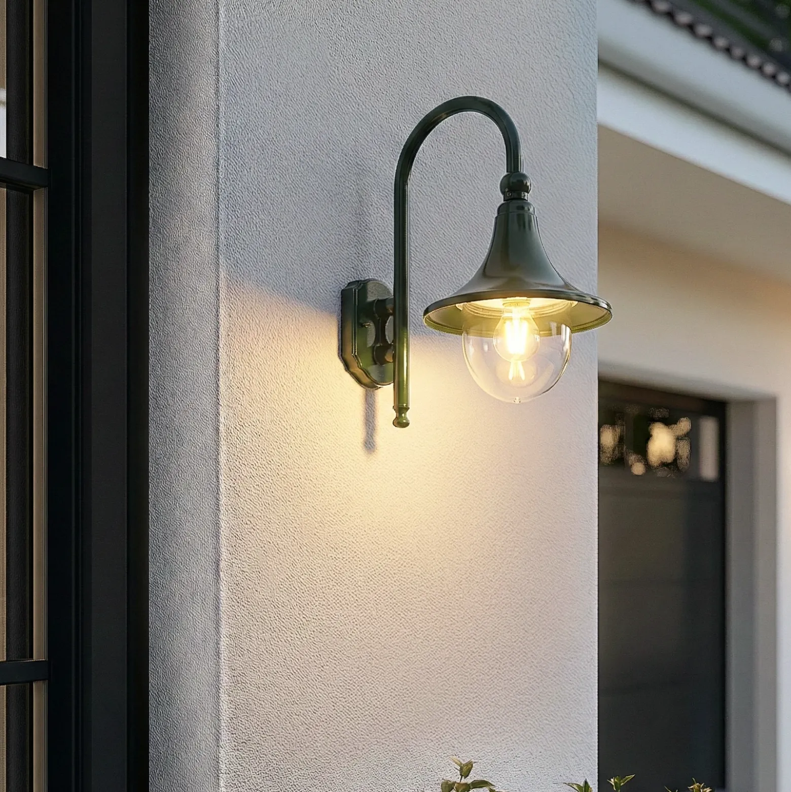 Aplique de exterior Lindby Daphne, verde, metal, E27, IP44