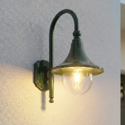Aplique de exterior Lindby Daphne, verde, metal, E27, IP44