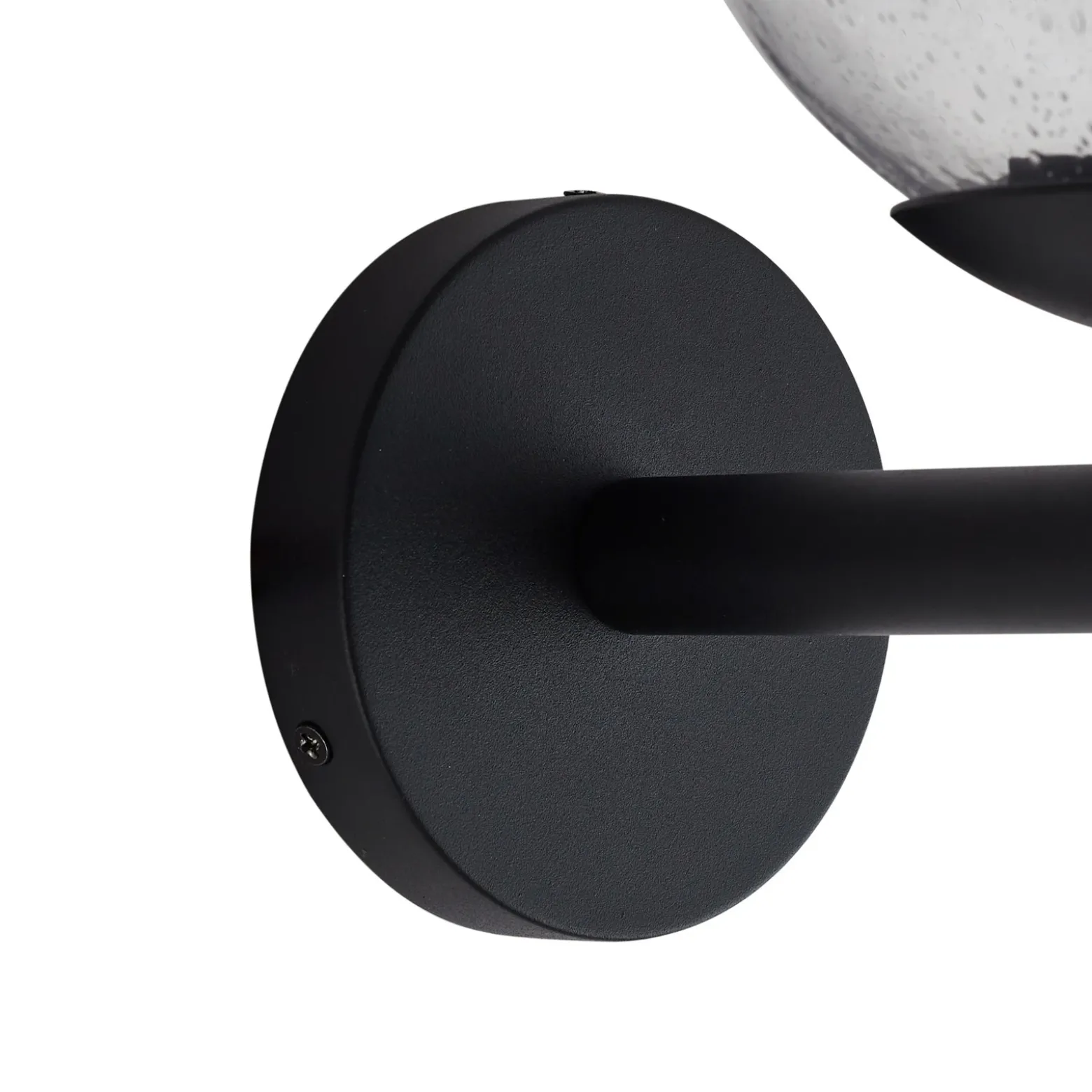 Aplique de exterior Lindby Dangan, negro/transparente, cristal, Ø 20 cm