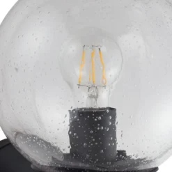 Aplique de exterior Lindby Dangan, negro/transparente, cristal, Ø 20 cm